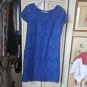 Royal Blue Cotton Lace Dress